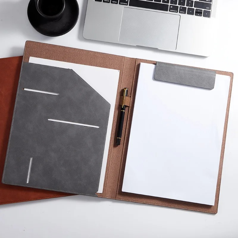 Leather Work Folder - Folder Portofolio Kulit Konferensi A4 Hitam,