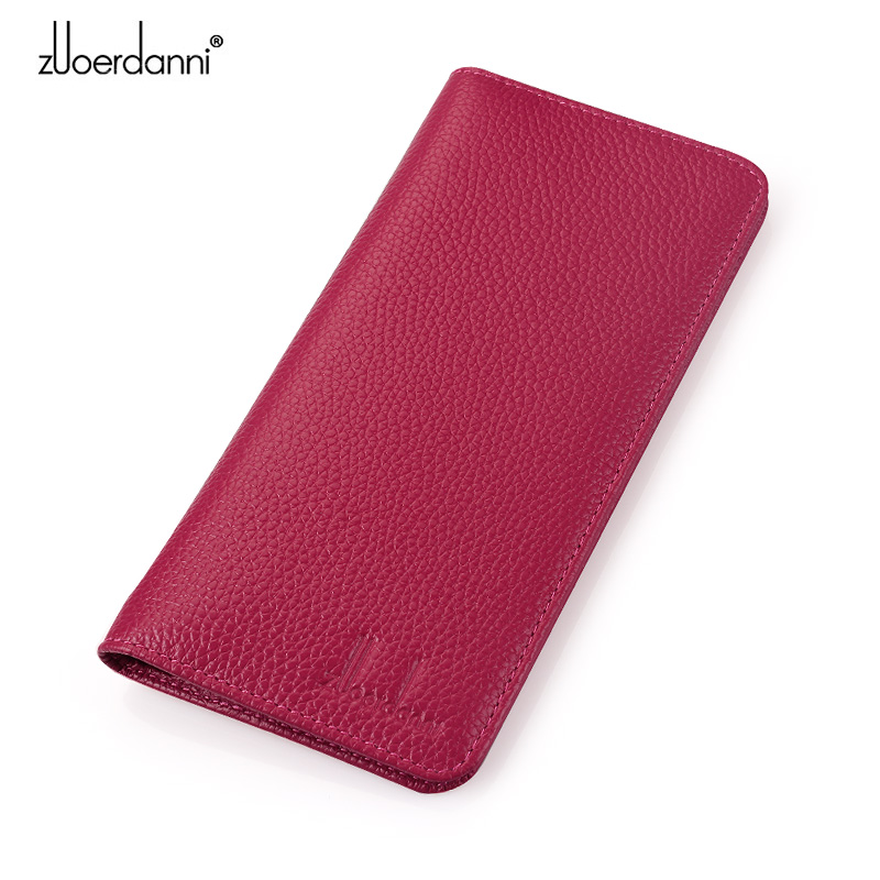 Leather Work Folder - Ultra-tipis dompet wanita panjang dompet kartu
