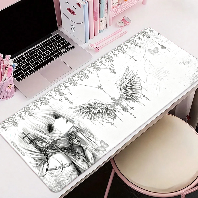 Leatherwork Desk - Alas Mouse Kulit Hitam Putih Estetika