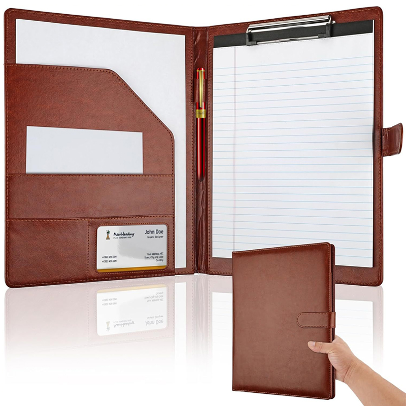 Leather Work Folder - Folder Konferensi Kulit A4 Multifungsi, Dilengkapi