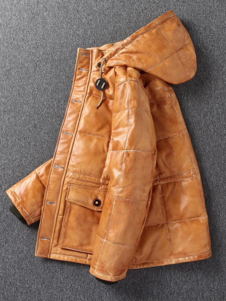 Jaket Kulit Domba Asli Pria Mu - Leather Work Jacket With Hood ulasan dan harga