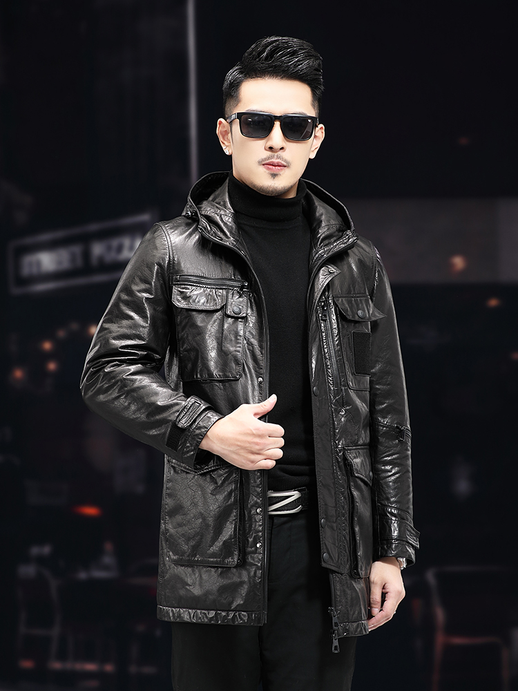 Mantel Kerja Bertudung Kulit S - Leather Work Jacket With Hood ulasan dan harga