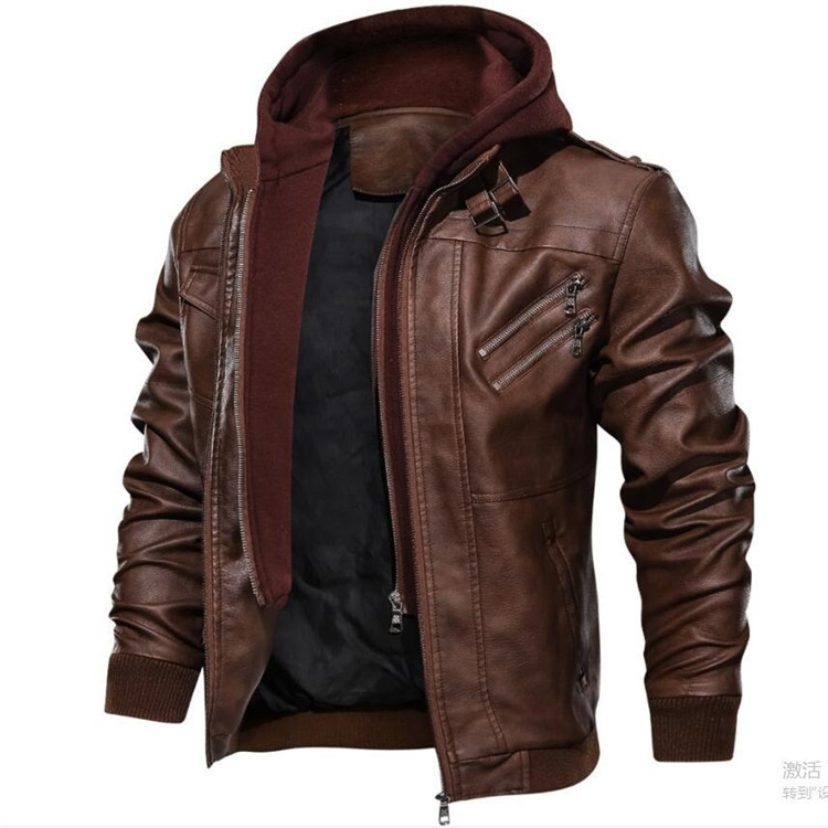 Jaket Pria Berkerudung Jaket P - Leather Work Jacket With Hood ulasan dan harga