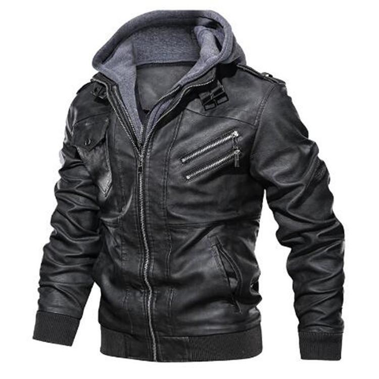 Jaket Pria Berkerudung Jaket P - Leather Work Jacket With Hood ulasan dan harga