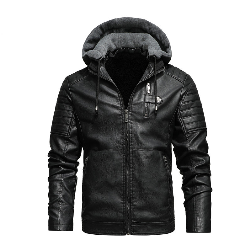 Jaket Pria Berkerudung Tebal H - Leather Work Jacket With Hood ulasan dan harga
