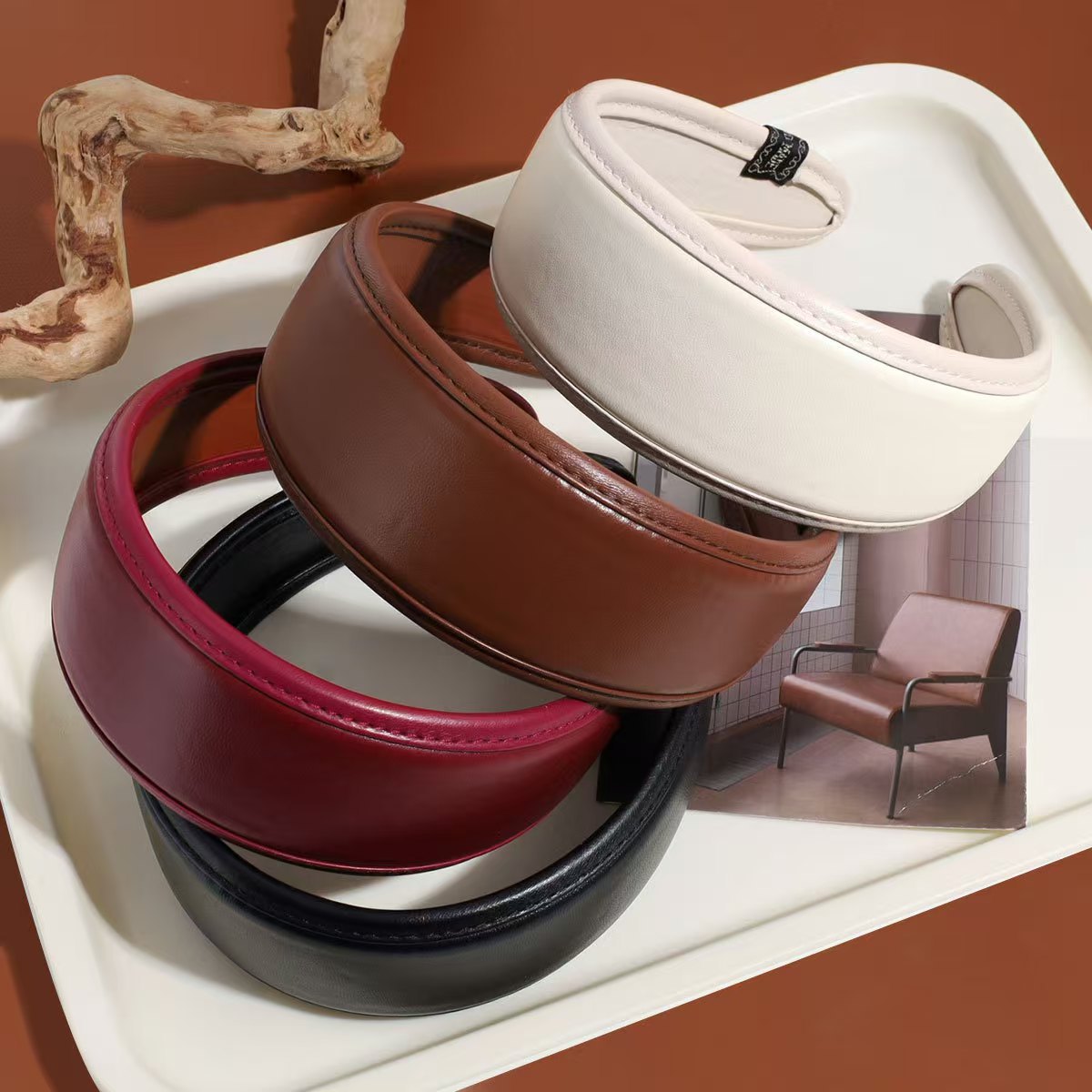 Bando Kulit Retro untuk Wanita - Leatherwork Rings ulasan dan harga