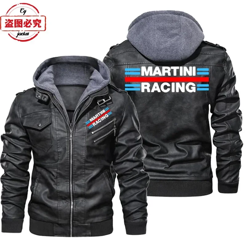 Jaket Kulit PU Berlogo Martini - Leather Work Jacket With Hood ulasan dan harga