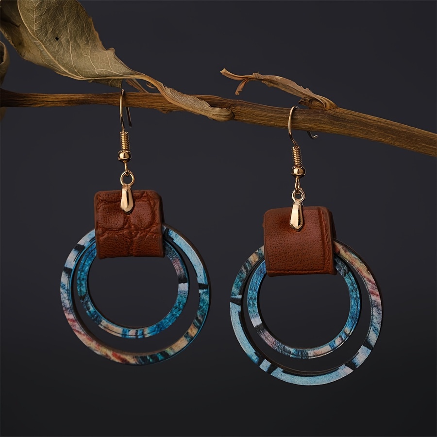Anting Kulit Bohemian Ganda Mo - Leatherwork Rings ulasan dan harga