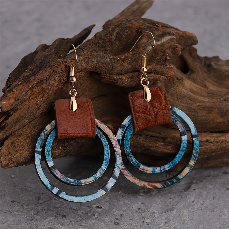 Anting Kulit Bohemian Ganda Mo - Leatherwork Rings ulasan dan harga