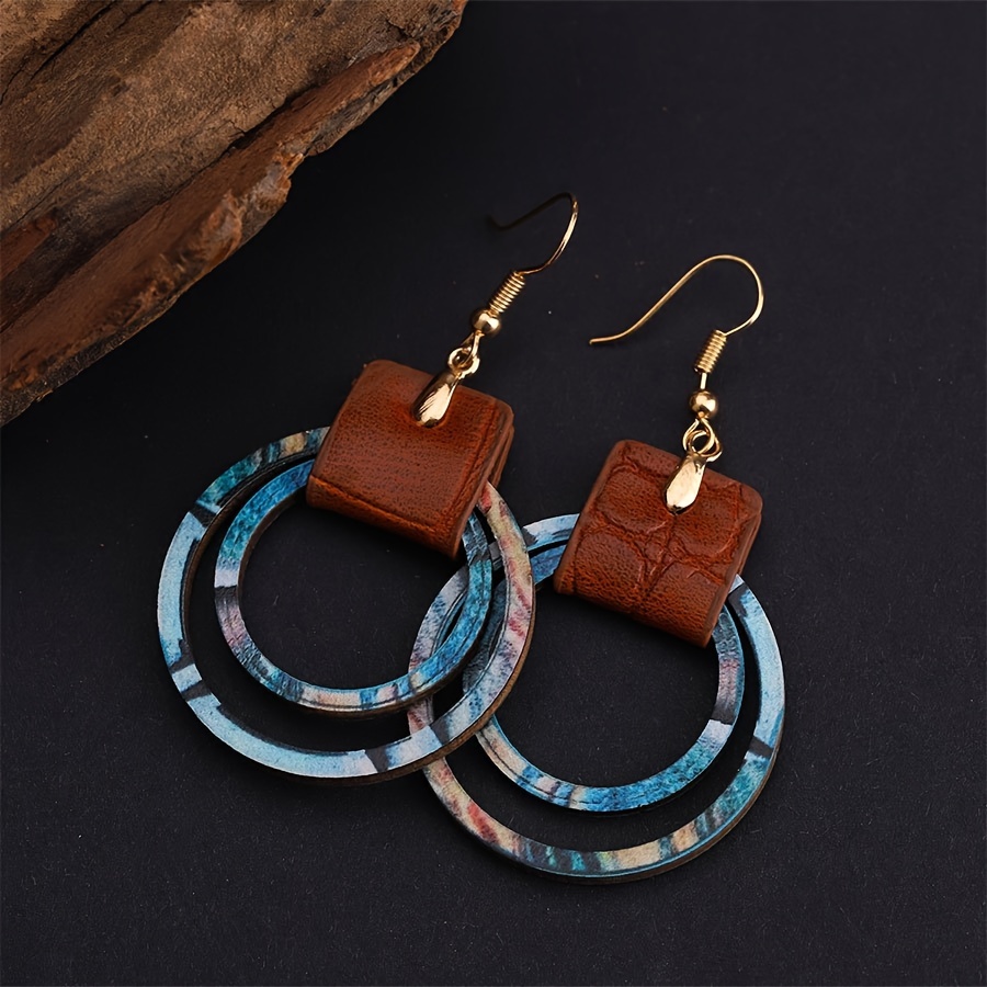 Anting Kulit Bohemian Ganda Mo - Leatherwork Rings ulasan dan harga